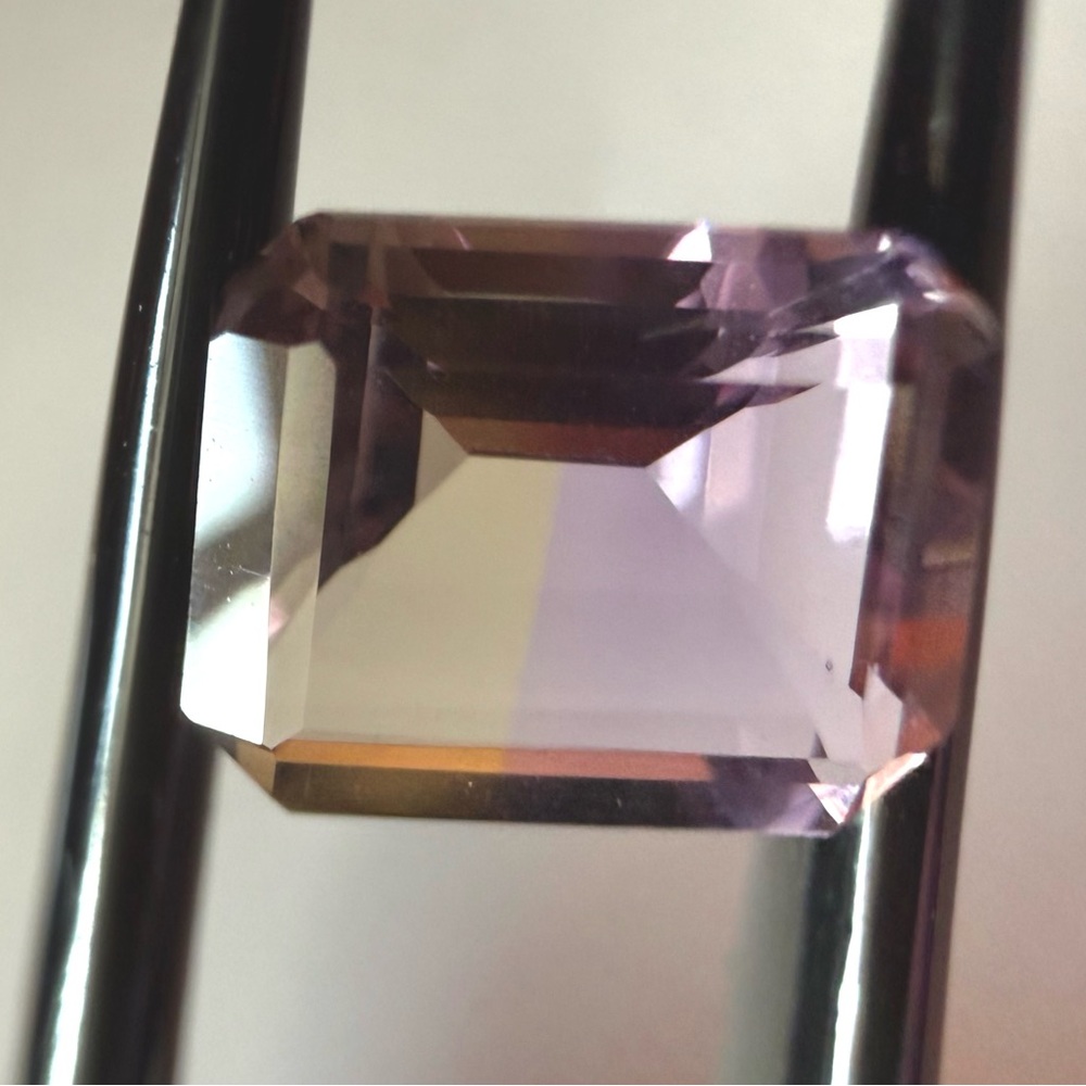 Natural Bolivian Ametrine 2.125 ct Emerald Cut Purple & Gold BiColor Gemstone - Picture 2 of 10